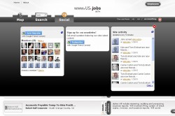 US.Jobs site with social elements displayed
