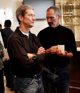Steve Jobs with Tim Cook (right), his successor as Apple CEO.