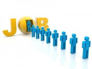 Job candidates in line - freedigital