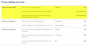 FB Privacy settings